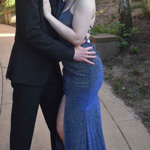 Blue/Purple iridescent Davids Bridal Prom dress - Picture 2 of 4